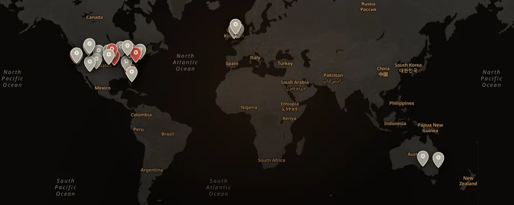 Dark map of the 49 cases Bailey Sarian covers