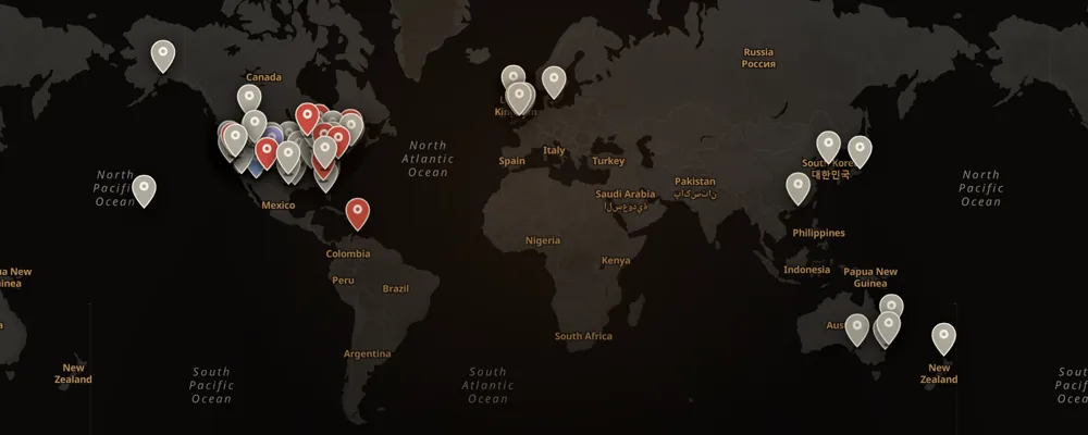 Dark map of the 135 cases That Chapter covers