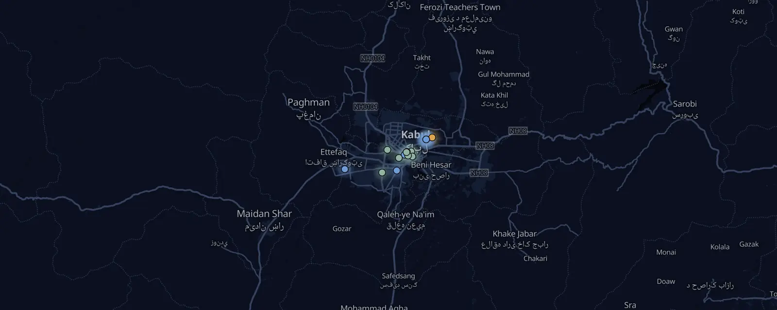 Map of the 19 case files in Kabul, pinned by legal status