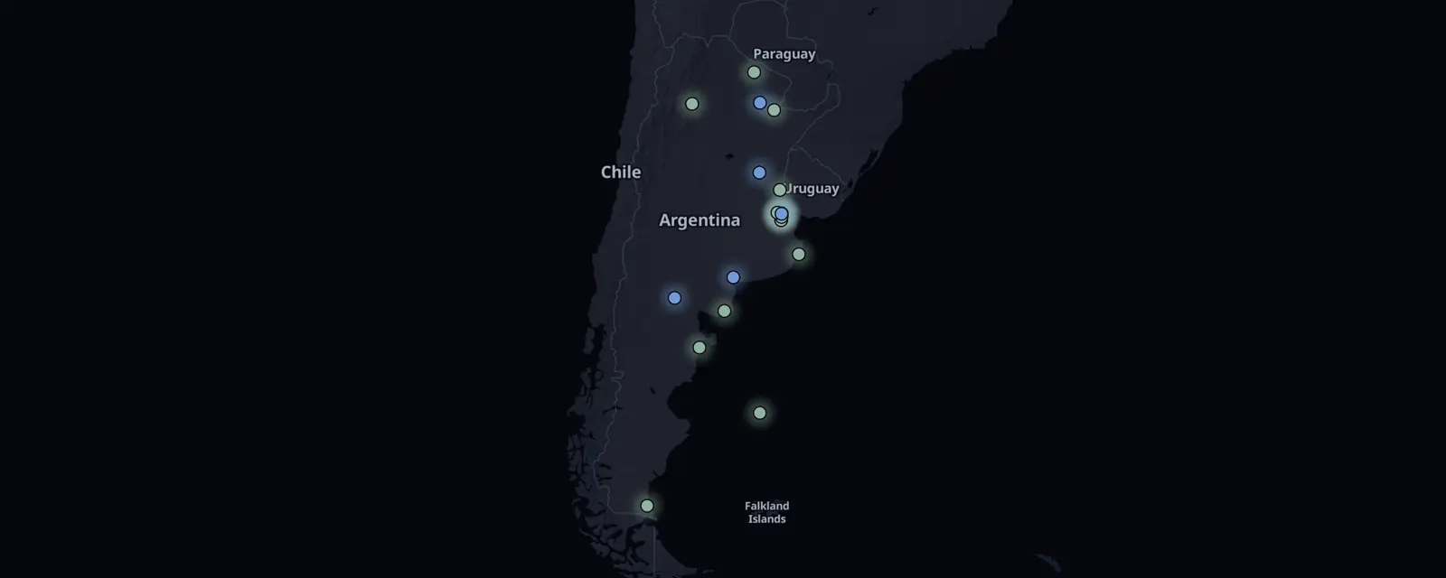 Map of the 24 case files in Argentina, pinned by legal status
