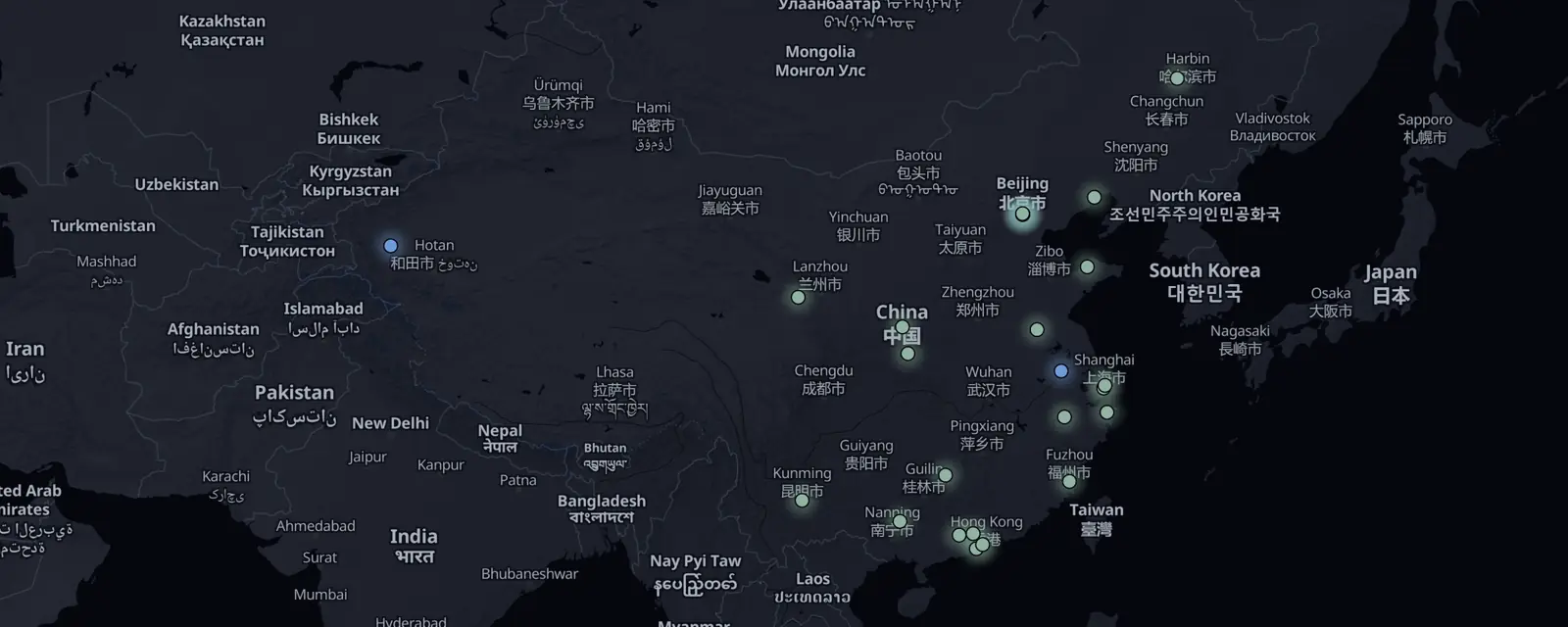 Map of the 26 case files in China, pinned by legal status