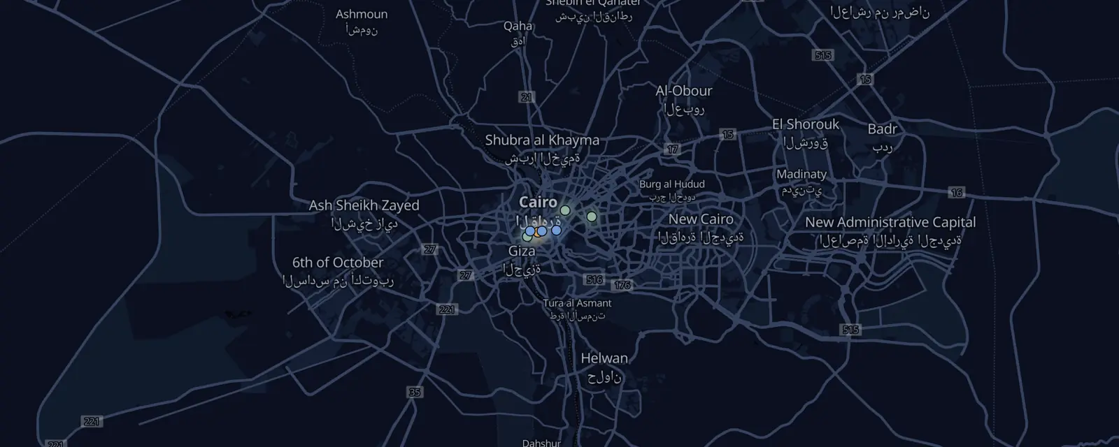 Map of the 8 case files in Cairo, pinned by legal status