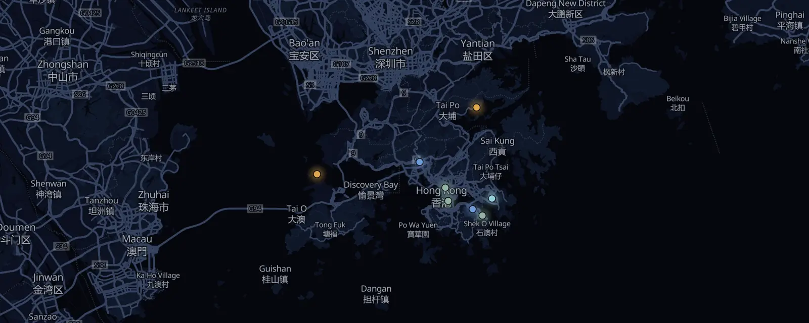 Map of the 8 case files in Hong Kong, pinned by legal status