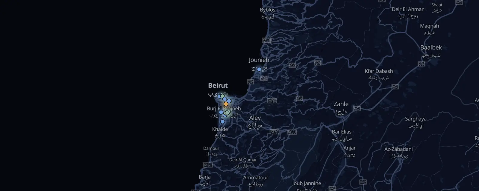 Map of the 15 case files in Beirut, pinned by legal status