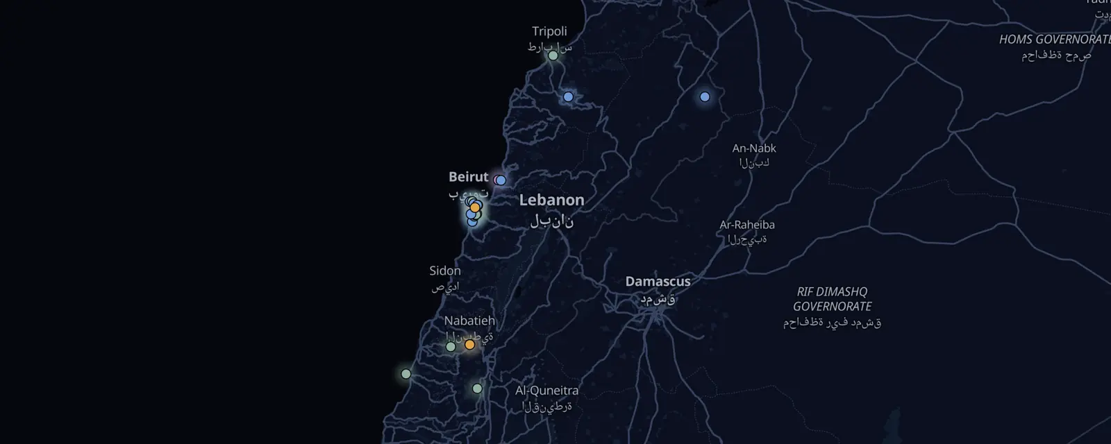 Map of the 24 case files in Lebanon, pinned by legal status