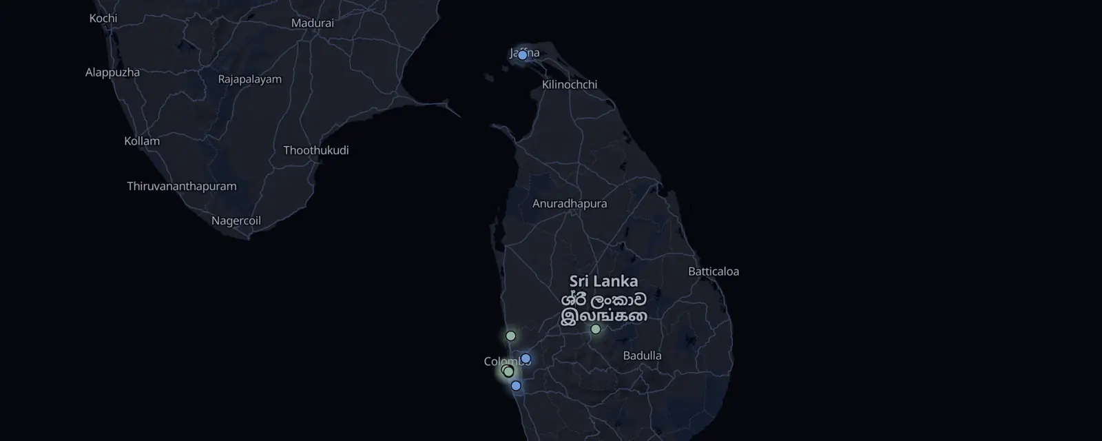 Map of the 10 case files in Sri Lanka, pinned by legal status