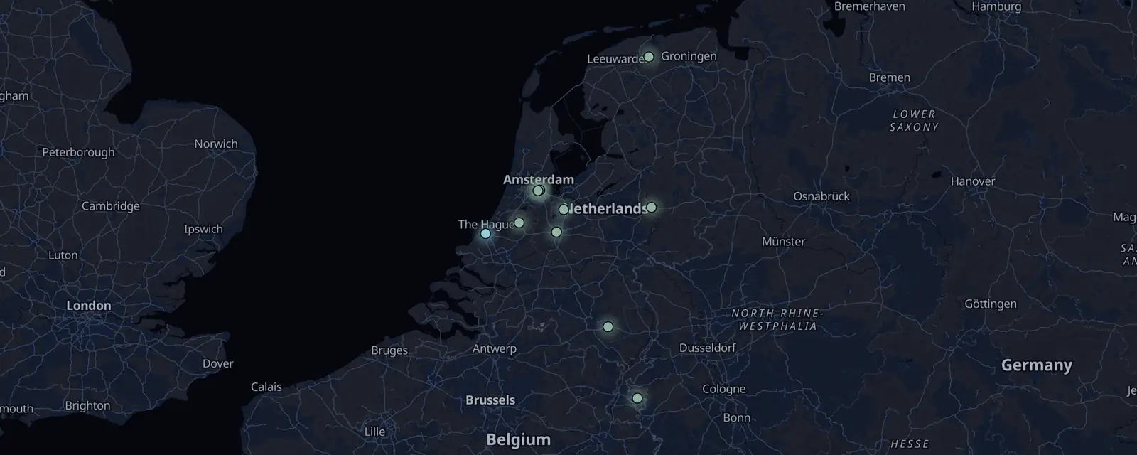 Map of the 11 case files in the Netherlands, pinned by legal status