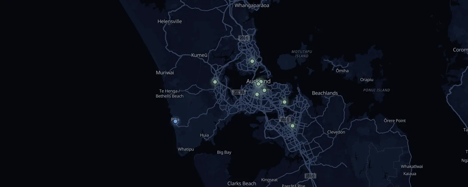 Map of the 10 case files in Auckland, pinned by legal status