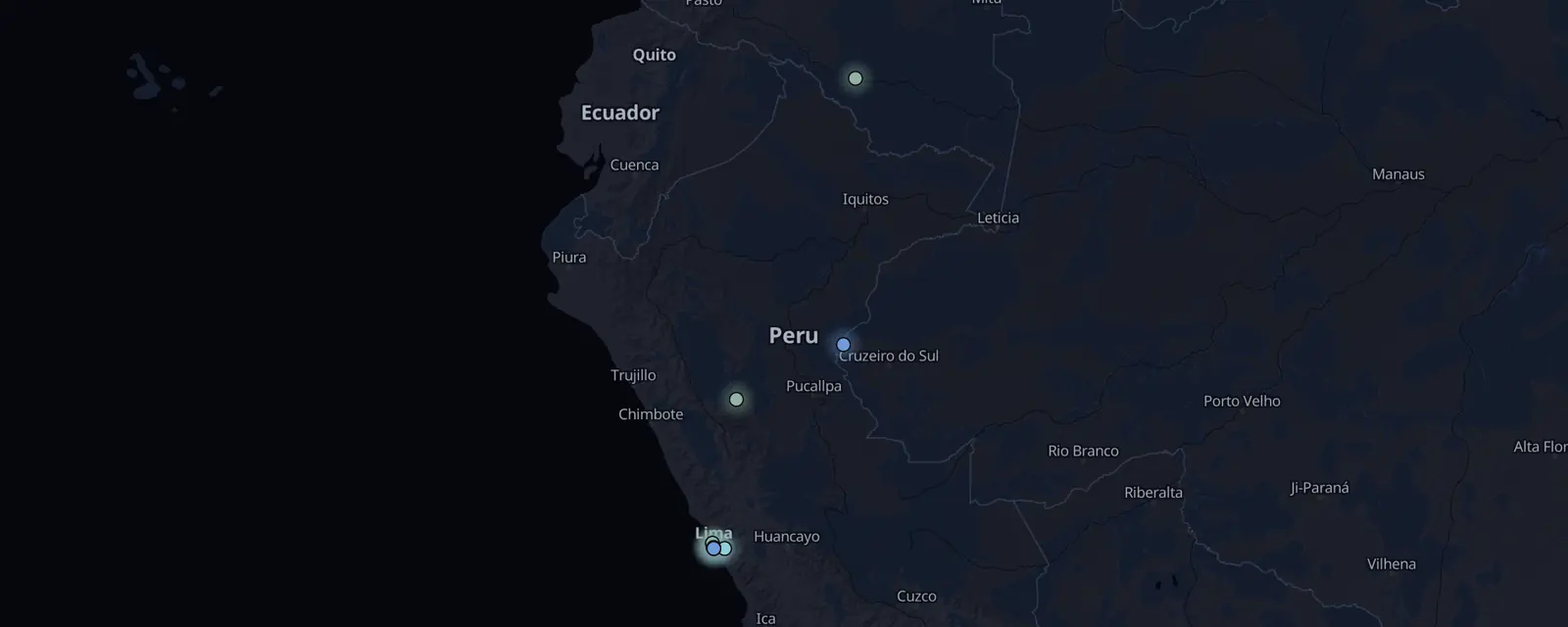 Map of the 10 case files in Peru, pinned by legal status