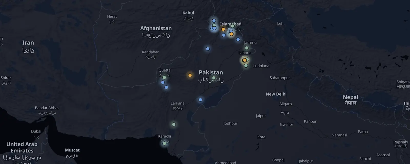 Map of the 41 case files in Pakistan, pinned by legal status