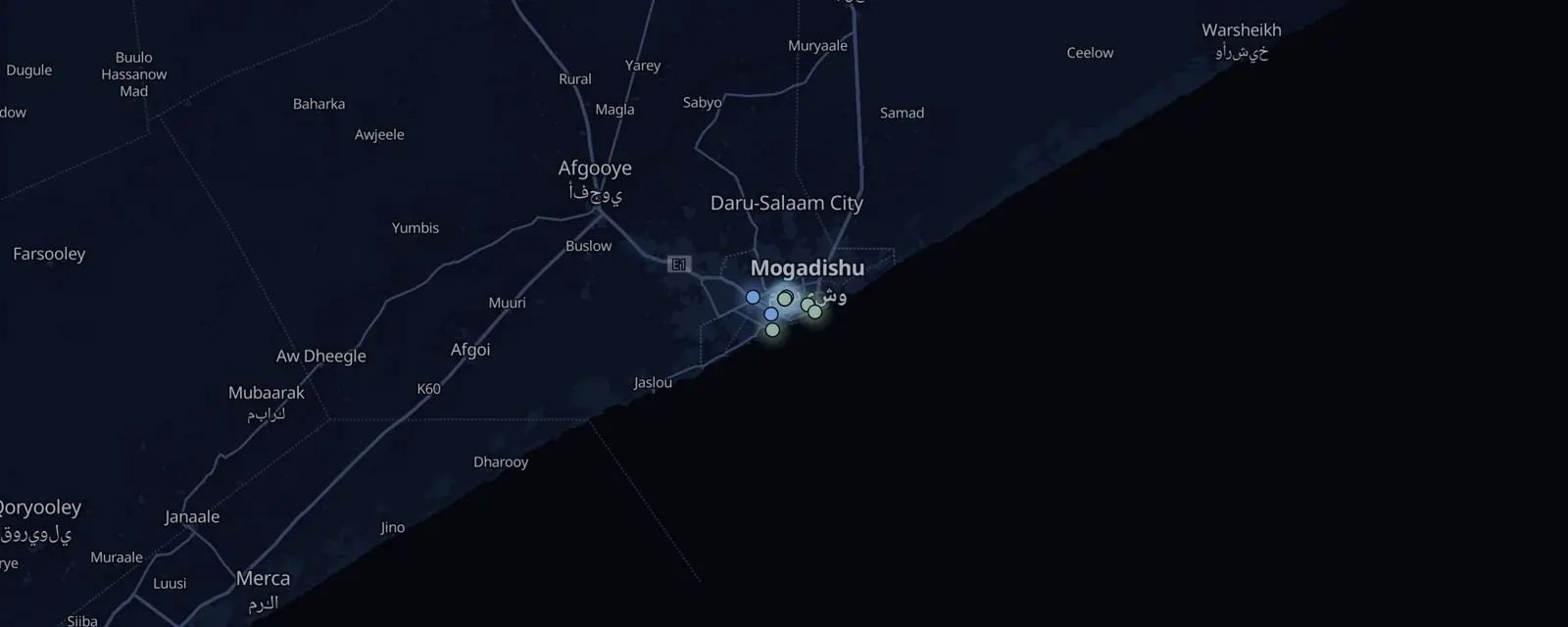 Map of the 12 case files in Mogadishu, pinned by legal status
