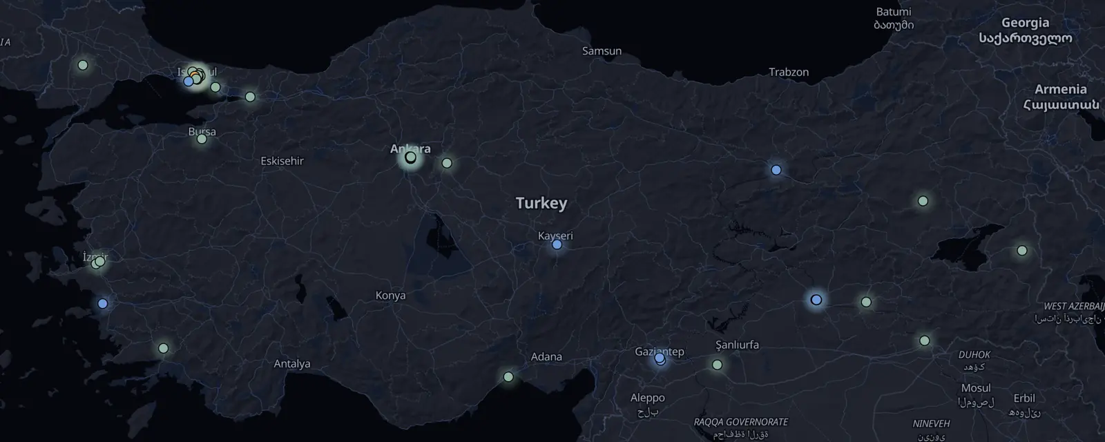 Map of the 50 case files in Türkiye, pinned by legal status