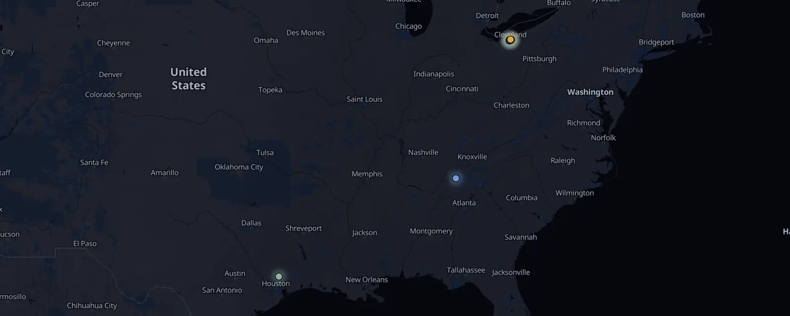 Map of the 9 case files in Cleveland, pinned by legal status