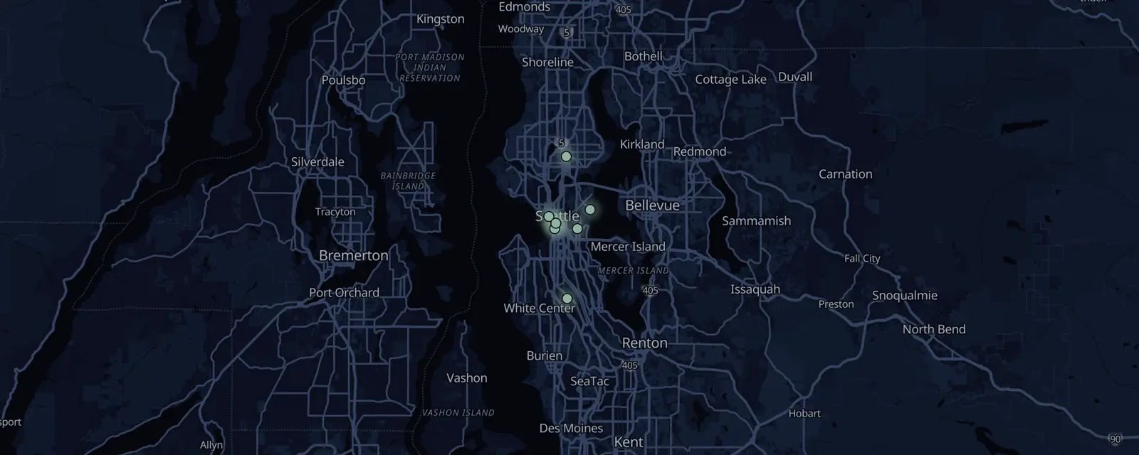 Map of the 9 case files in Seattle, pinned by legal status