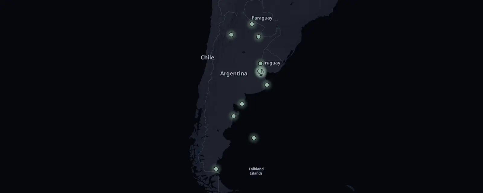 Map of the 16 case files in Argentina, pinned by legal status