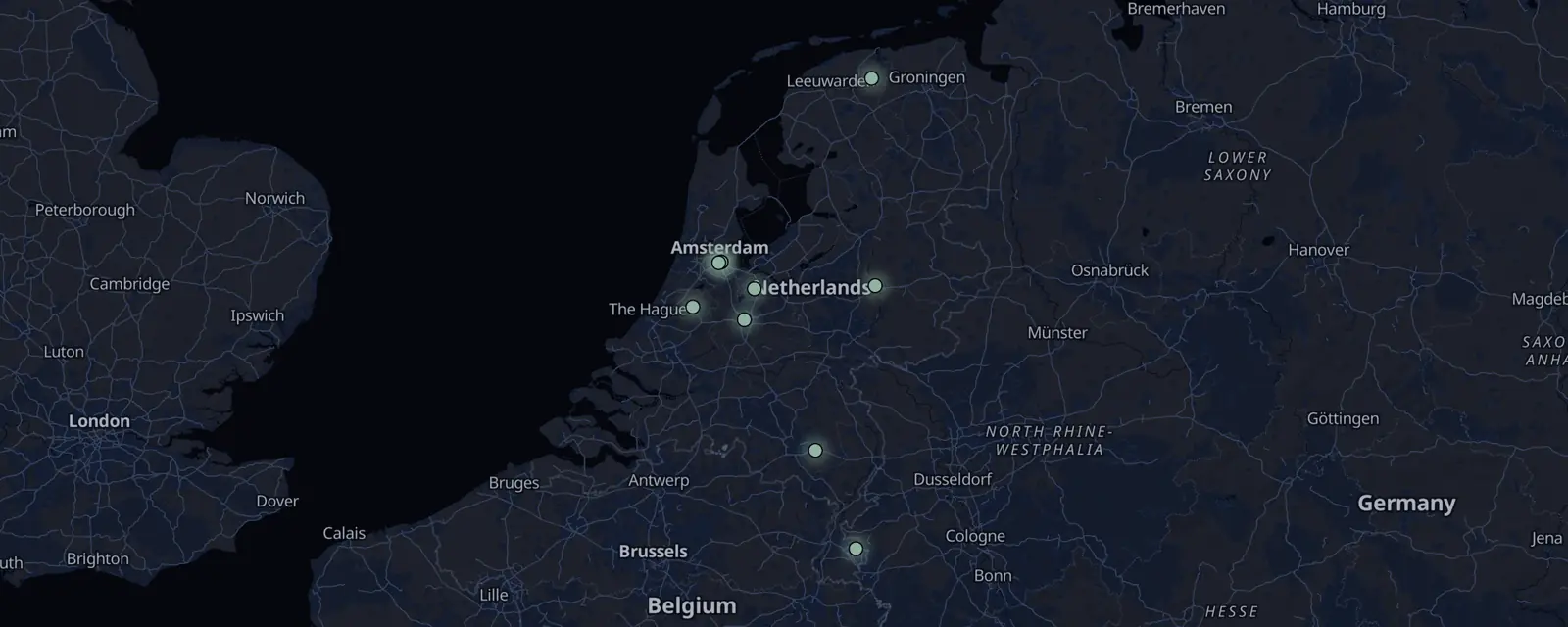 Map of the 10 case files in the Netherlands, pinned by legal status