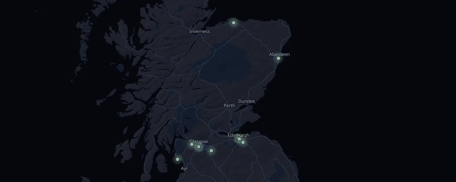 Map of the 10 case files in Scotland, pinned by legal status