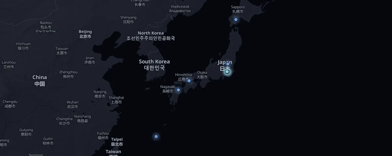 Map of the 10 case files in Japan, pinned by legal status