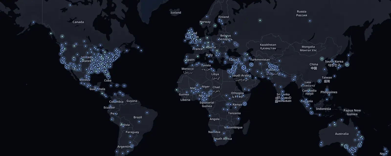 Map of the 782 case files on this page, pinned by legal status
